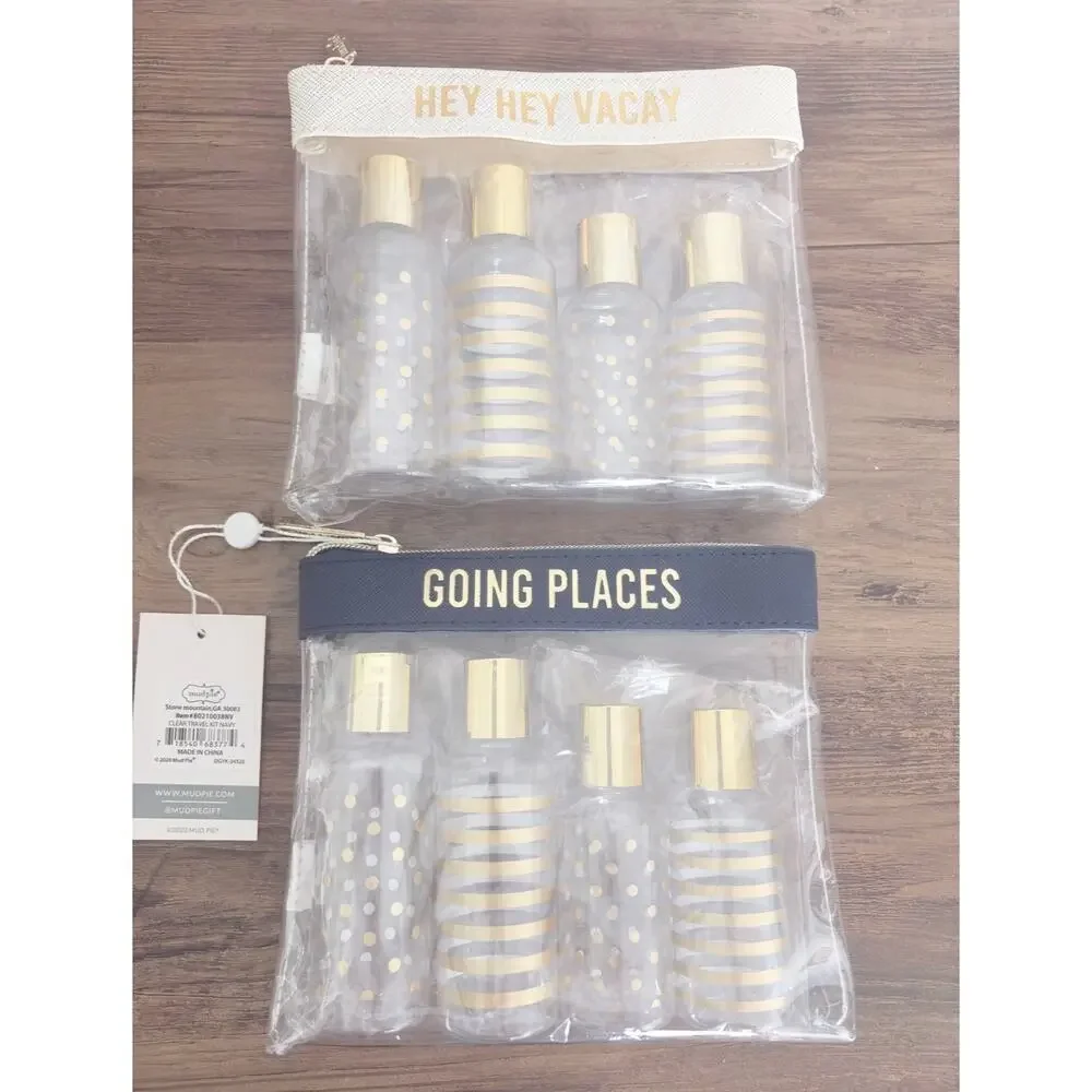 NWT Mud Pie Travel Kit Bundle Navy “Going Places” + Pink “Clear For Take Off”